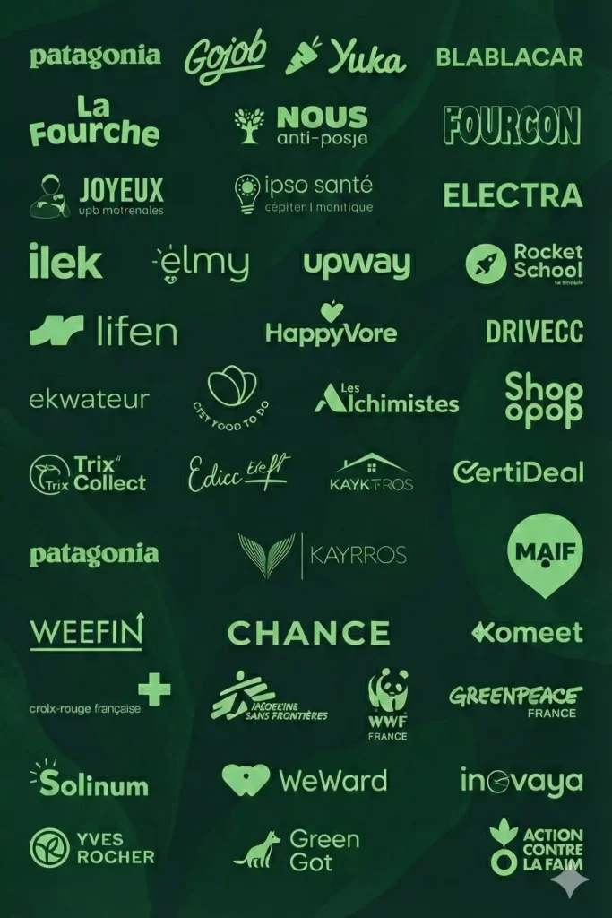 logos entreprises à mission, startups à impact, ONG, associations