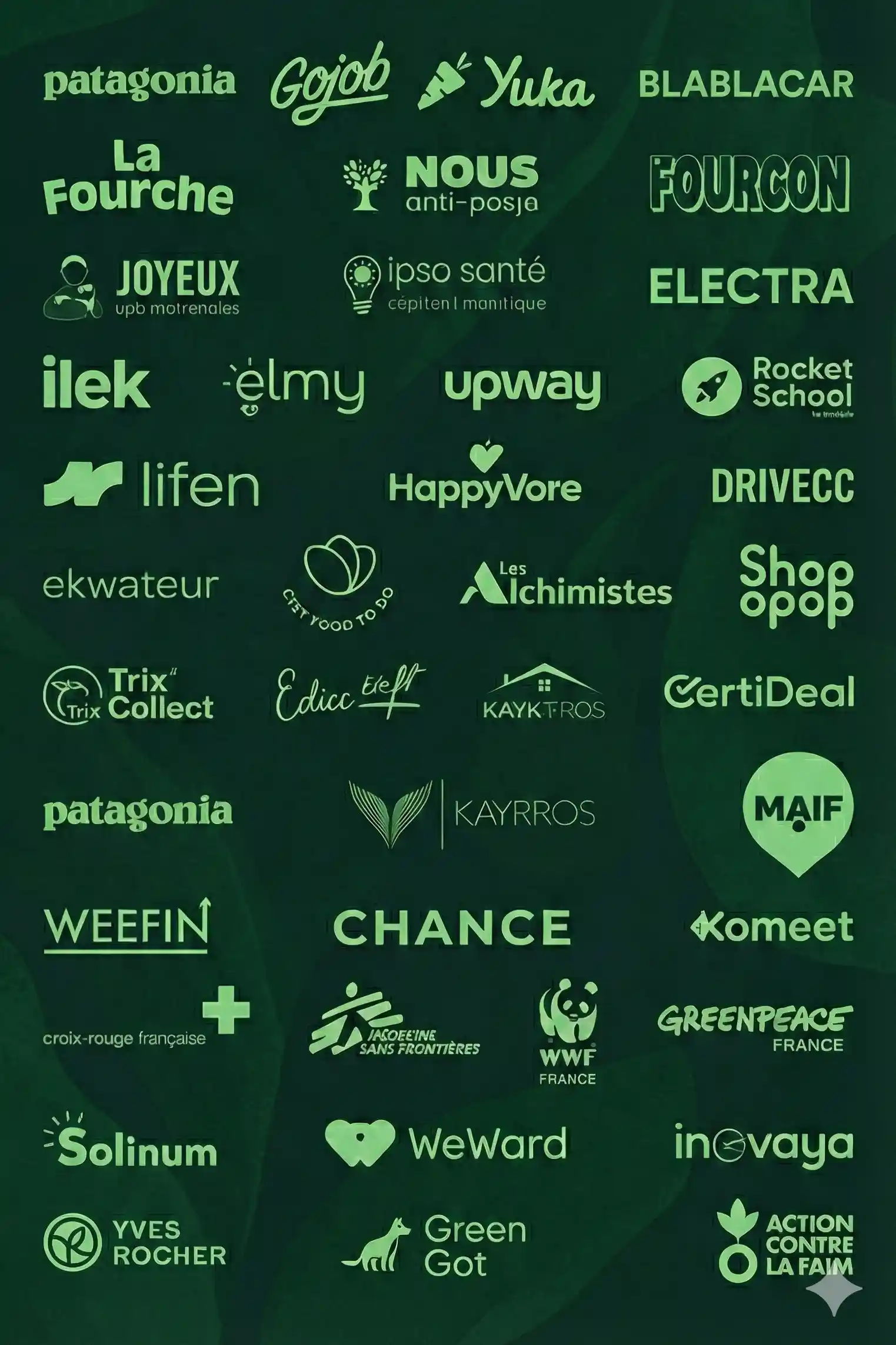 logos entreprises à mission, startups à impact, ONG, associations